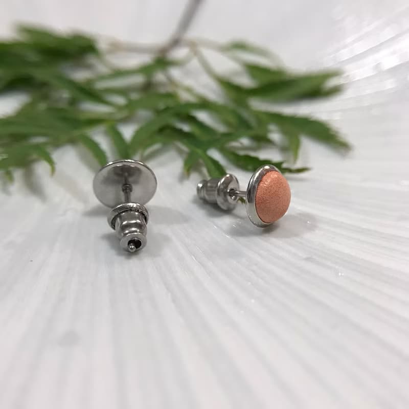 真皮皮革耳環 -橘(耳夾) 母親節 禮物