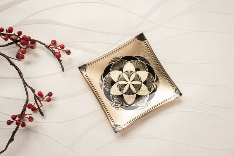 年節送禮【富貴有餘─方型貼箔精雕盤】點心盤