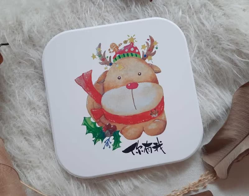 有現貨-麋鹿陶瓷杯墊珪藻土杯墊-水彩插畫杯墊-代客寫字-聖誕禮物