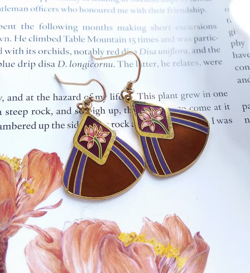 Vintage Jewelry 西洋古董飾品 Laurel Burch   浮蓮 勾針式耳環
