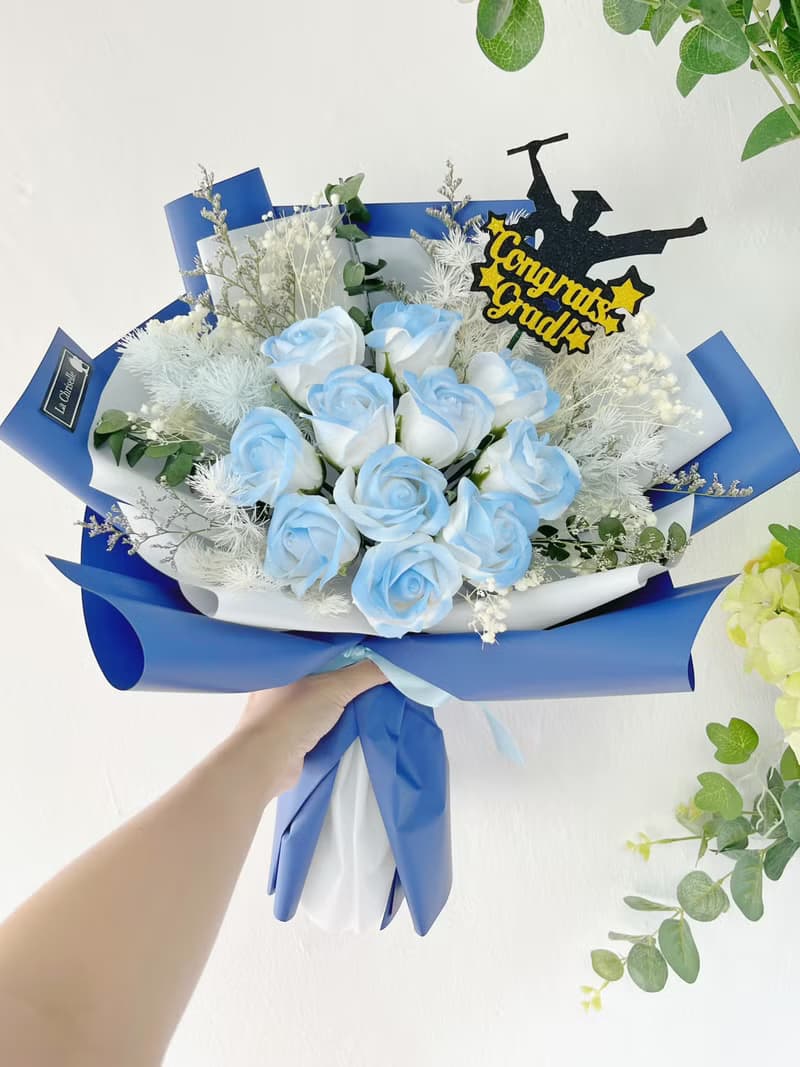 美斯 畢業花束 畢業禮物 香皂花 番梘花 玫瑰花