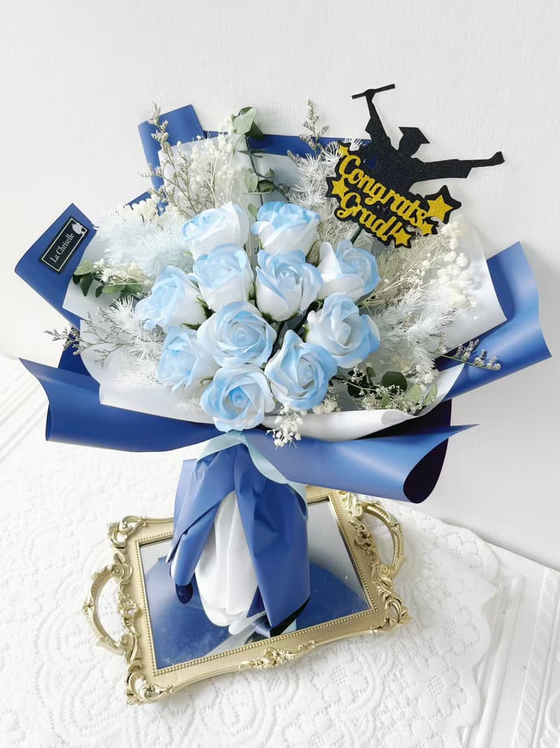 美斯 畢業花束 畢業禮物 香皂花 番梘花 玫瑰花