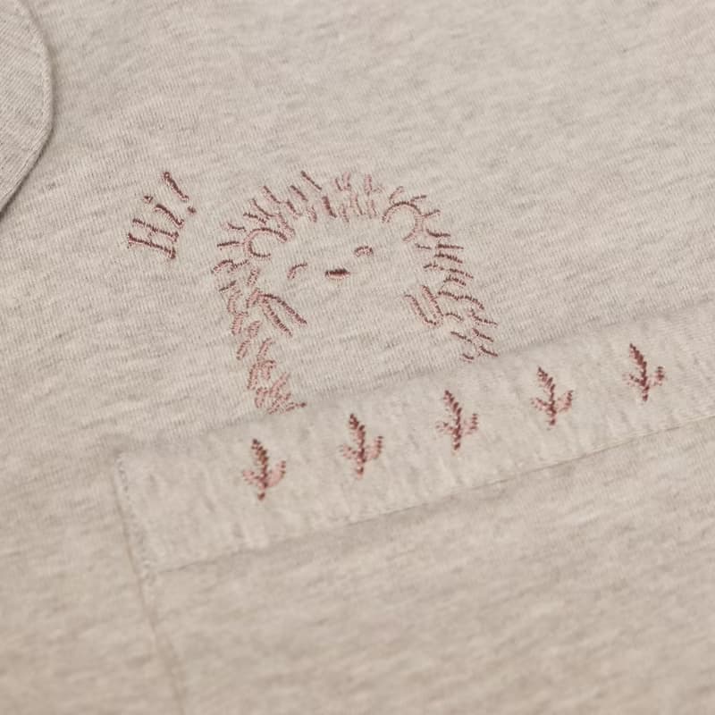 GOTSMIT有機棉刺繡開襟襯衫居家服-麻花灰