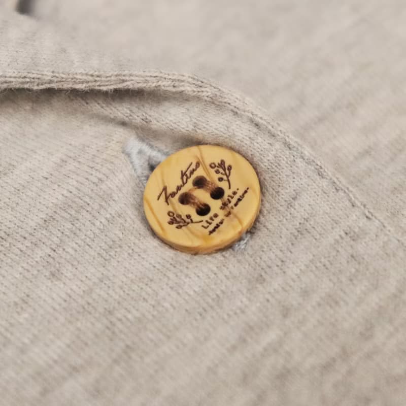 GOTSMIT有機棉刺繡開襟襯衫居家服-麻花灰