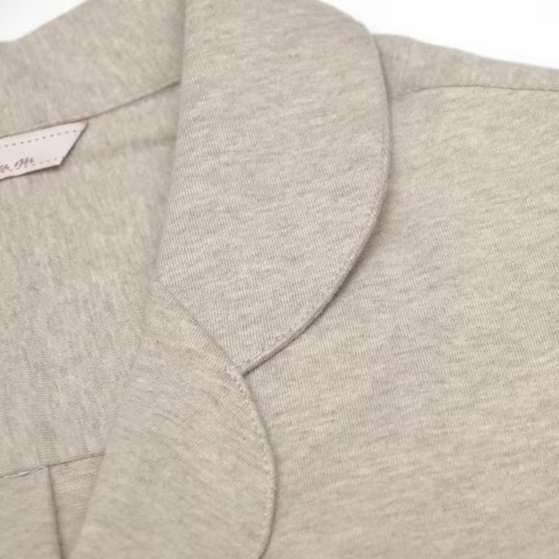 GOTSMIT有機棉刺繡開襟襯衫居家服-麻花灰