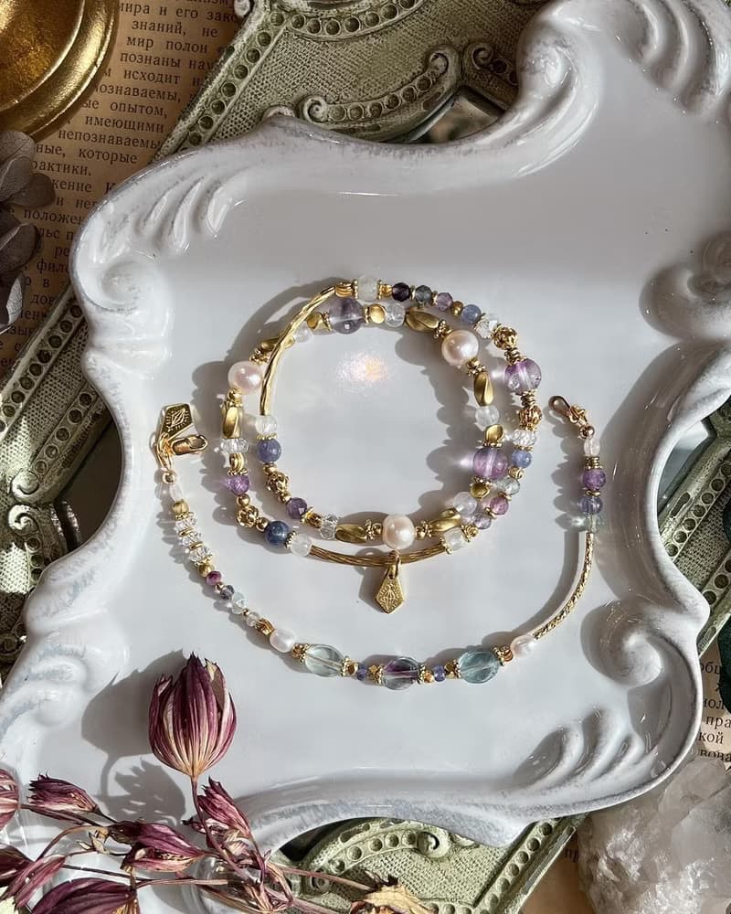 -聽雨-天然水晶手鏈/黃銅手鍊