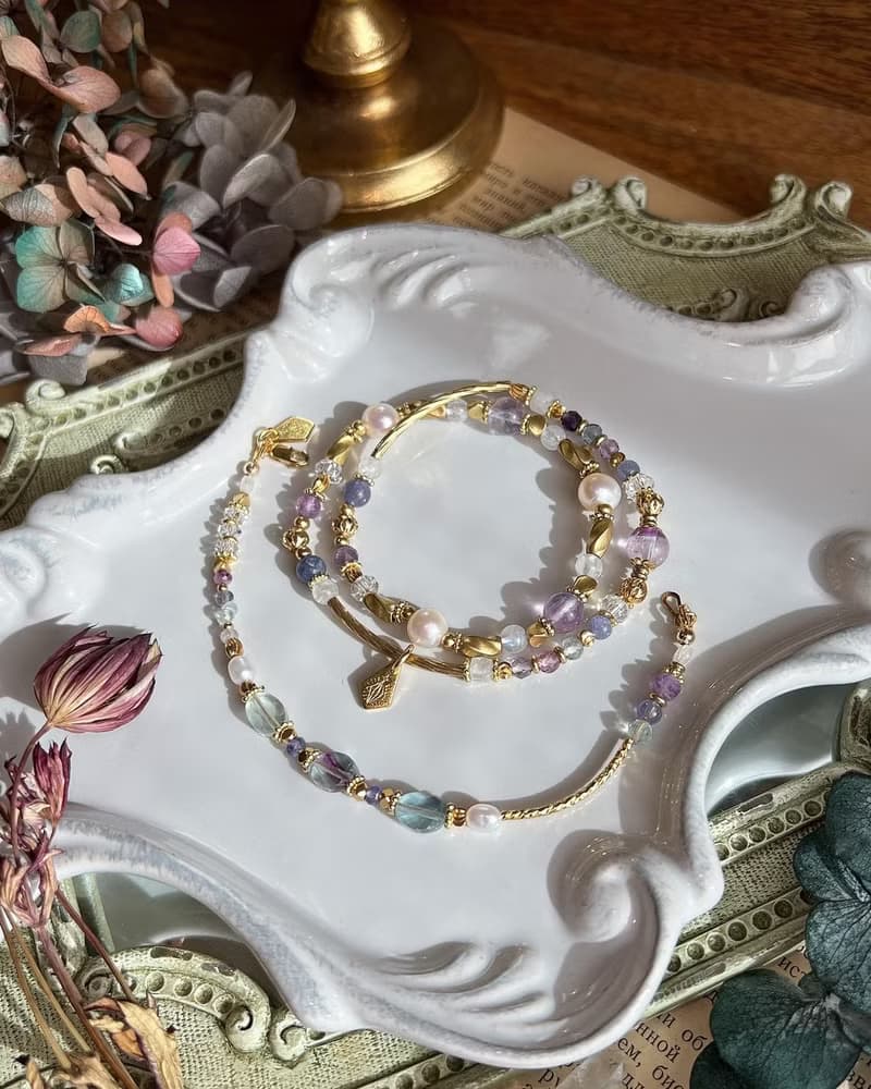 -聽雨-天然水晶手鏈/黃銅手鍊