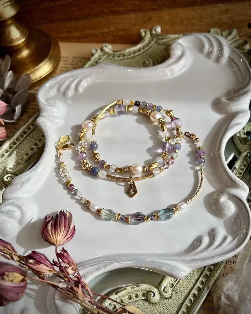 -聽雨-天然水晶手鏈/黃銅手鍊