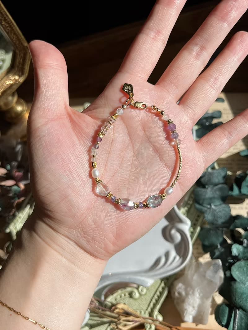 -聽雨-天然水晶手鏈/黃銅手鍊