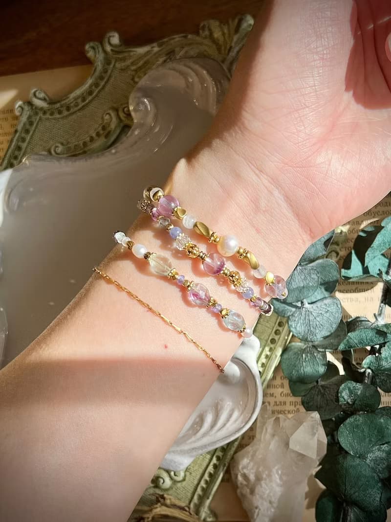 -聽雨-天然水晶手鏈/黃銅手鍊