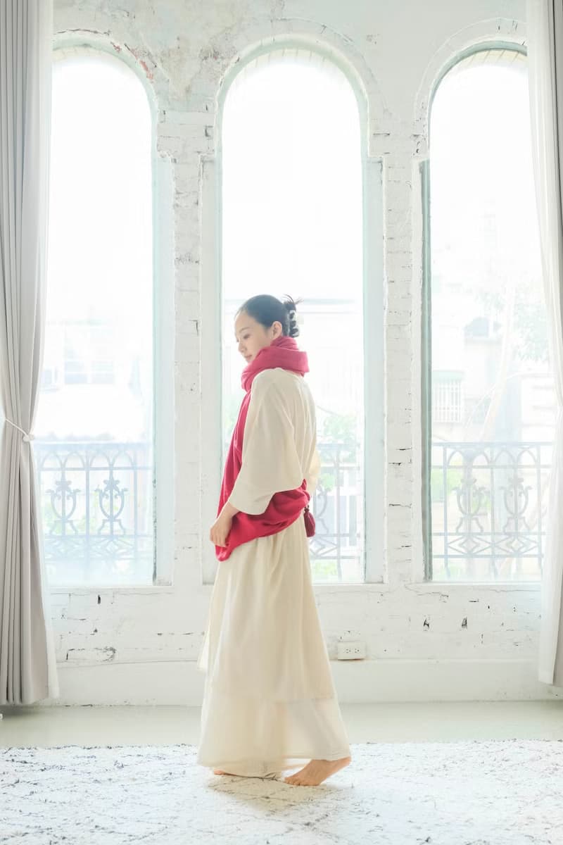 OMAKE 雙層紗流蘇圍巾 聖誕紅