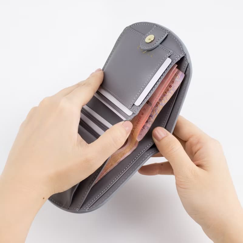 ARCH slim leather wallet in Sky grey