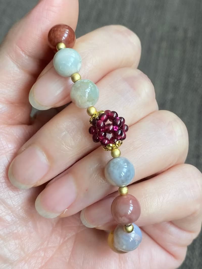 老礦櫻花瑪瑙石榴珠手串