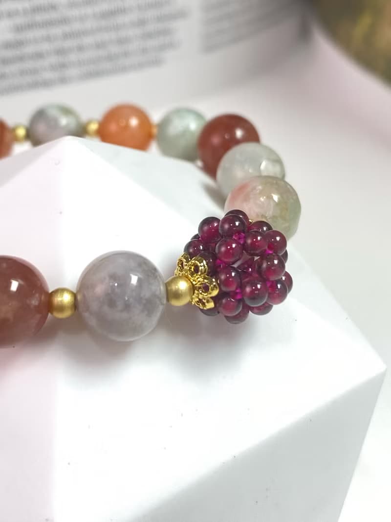 老礦櫻花瑪瑙石榴珠手串