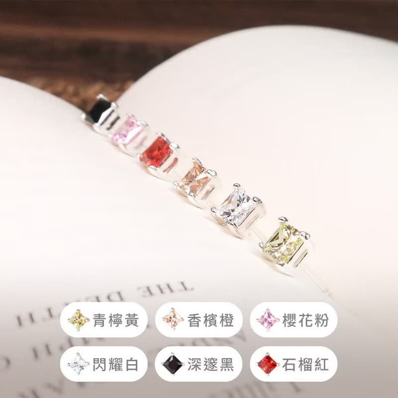 極簡方形 4mm 單鑽耳環 爪鑲設計 925純銀耳環 男生耳環 女生耳環