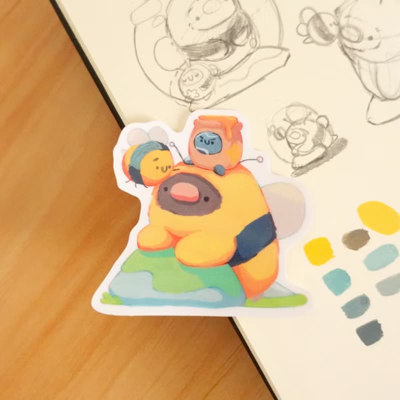 【防水貼紙】小蜜蜂, 宇宙, 鬆餅, 蟲蟲 | Peachtober 2023