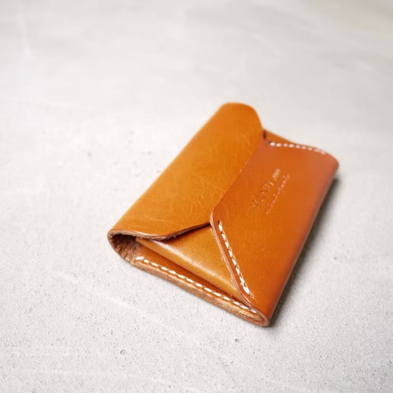 文藝氣質 信封式雙層真皮名片夾/零錢包 Made by HANDIIN