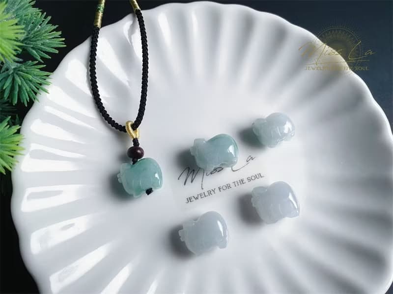 天然緬甸玉翡翠 豬 財源滾滾 大富大貴 項鍊 禮物 天然石