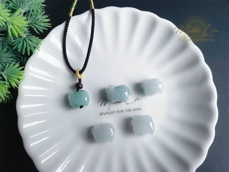 天然緬甸玉翡翠 豬 財源滾滾 大富大貴 項鍊 禮物 天然石