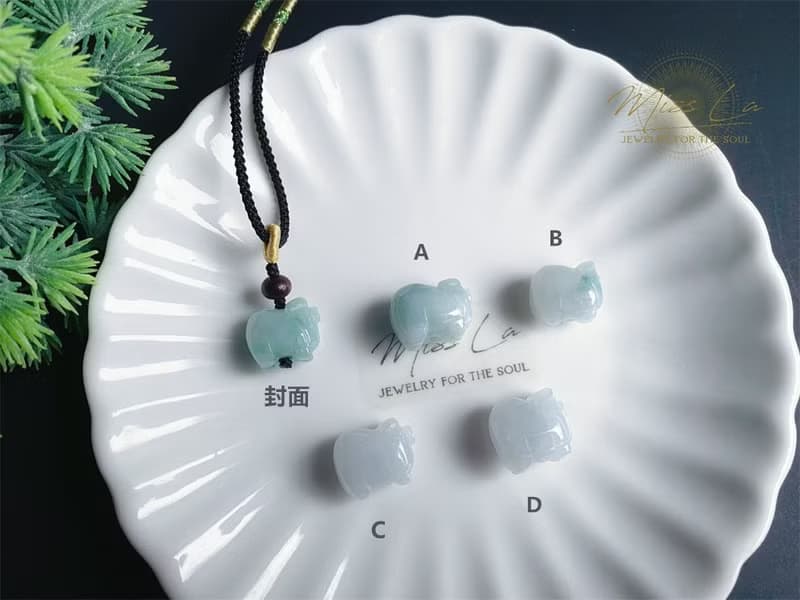 天然緬甸玉翡翠 豬 財源滾滾 大富大貴 項鍊 禮物 天然石