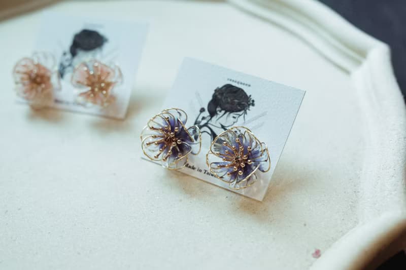 晶透之夢改色款 水晶花樹脂花耳環 可改純銀耳針或14K包金耳夾