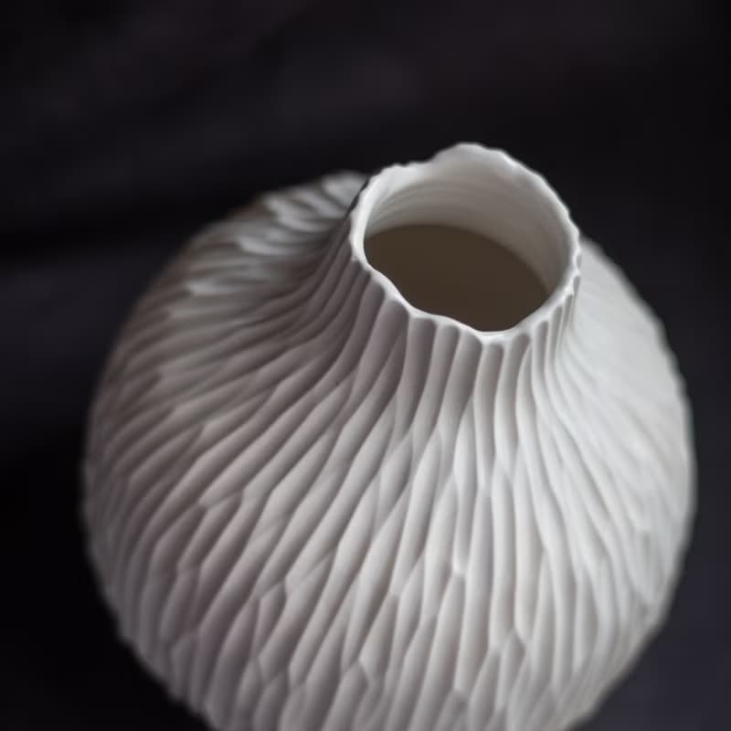 霧的原貌 割紋瓶 中 - 手作花器