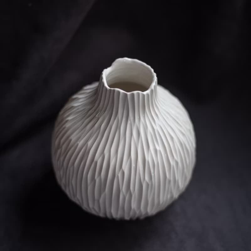 霧的原貌 割紋瓶 中 - 手作花器