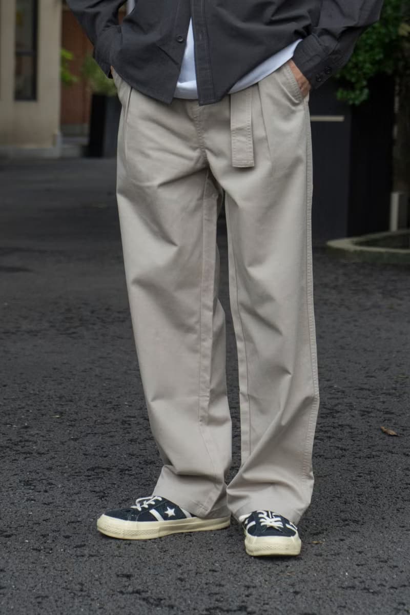 PANTS 日系復古直筒寬鬆休閒褲 淺卡其繫帶設計感通勤工裝長褲