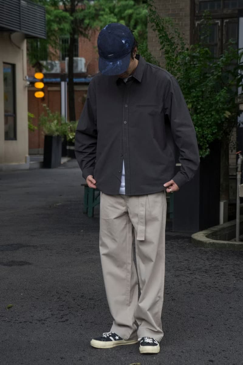 PANTS 日系復古直筒寬鬆休閒褲 淺卡其繫帶設計感通勤工裝長褲