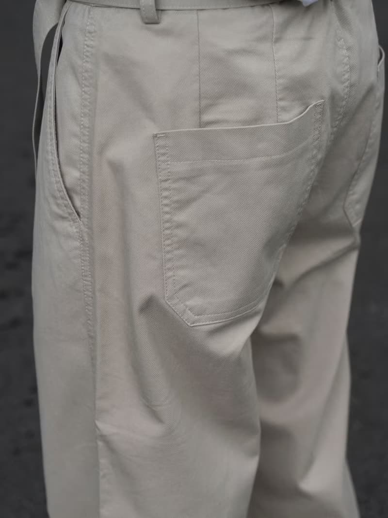 PANTS 日系復古直筒寬鬆休閒褲 淺卡其繫帶設計感通勤工裝長褲