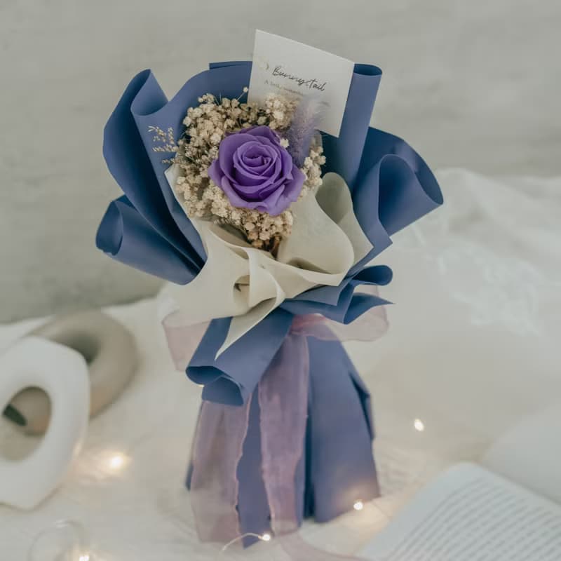 /小型永生花束/ URSULA 神秘紫 永生花 情人節快樂 生日禮物