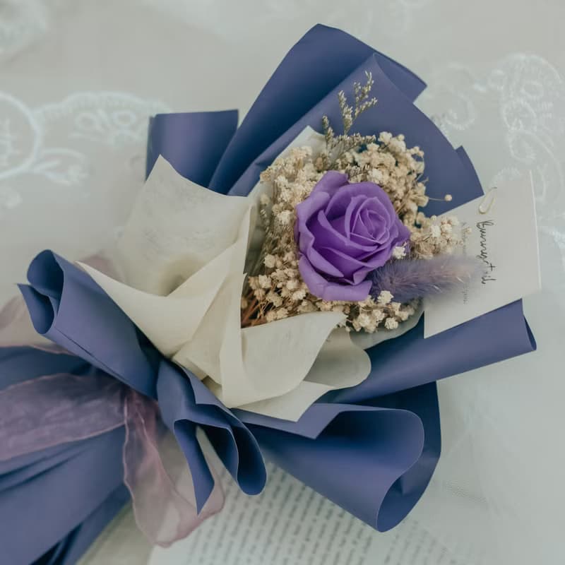 /小型永生花束/ URSULA 神秘紫 永生花 情人節快樂 生日禮物