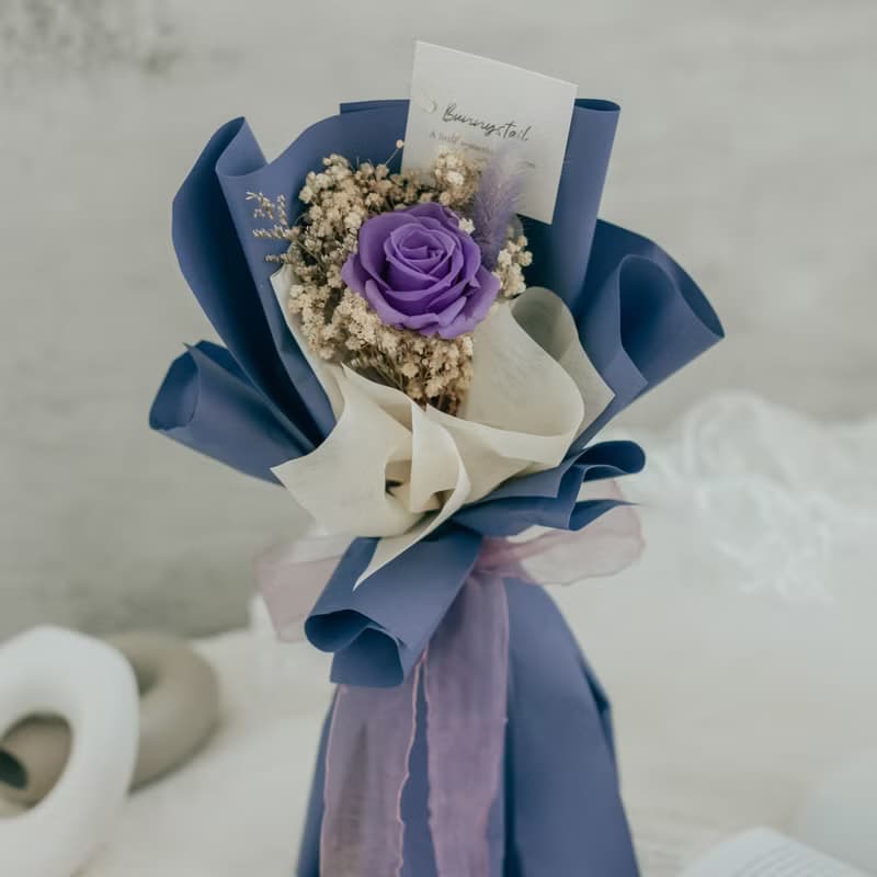 /小型永生花束/ URSULA 神秘紫 永生花 情人節快樂 生日禮物