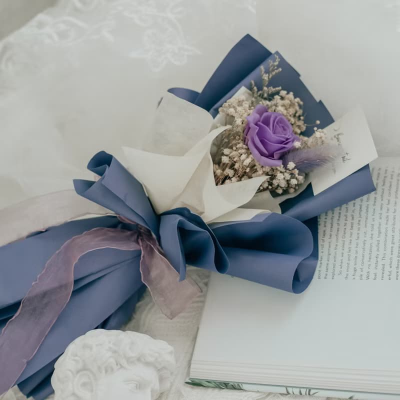 /小型永生花束/ URSULA 神秘紫 永生花 情人節快樂 生日禮物