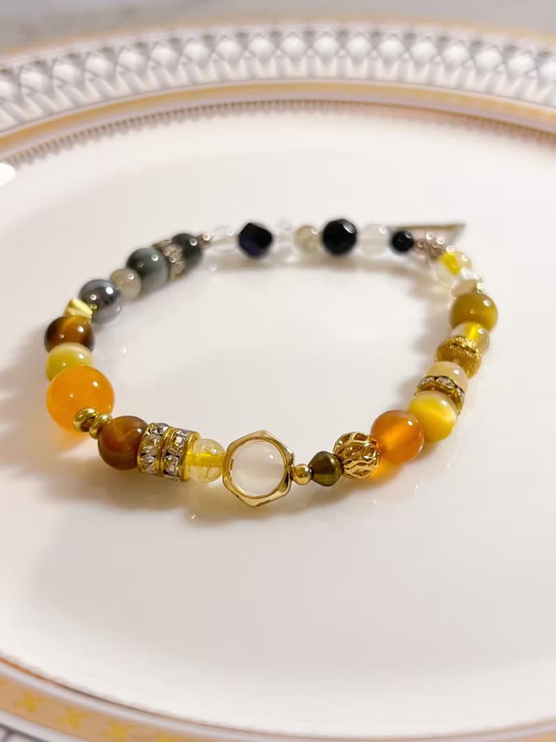 【維納斯的誕生】黃玉髓 白水晶 白玉髓 拉長石 鷹眼石 水晶手鍊