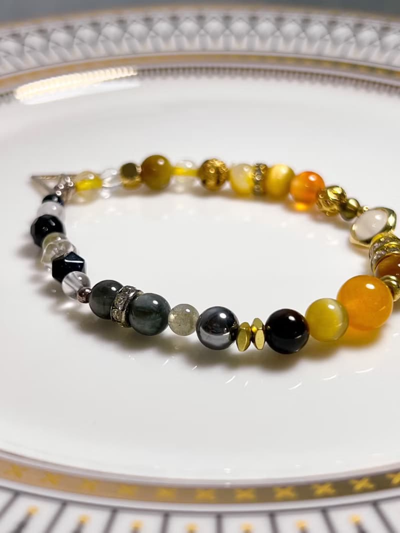 【維納斯的誕生】黃玉髓 白水晶 白玉髓 拉長石 鷹眼石 水晶手鍊