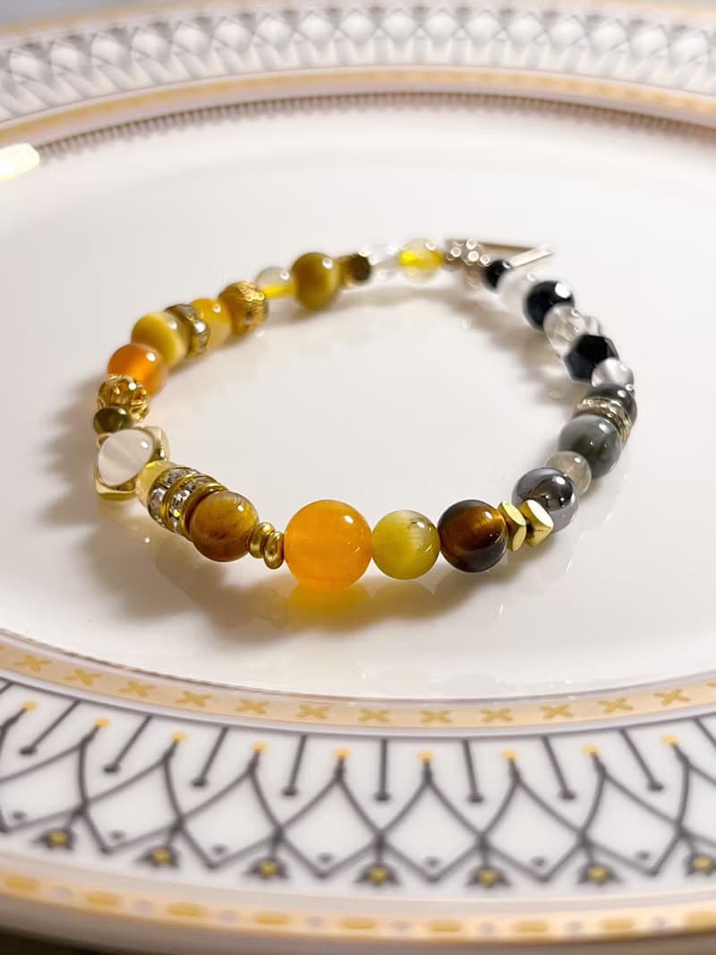 【維納斯的誕生】黃玉髓 白水晶 白玉髓 拉長石 鷹眼石 水晶手鍊