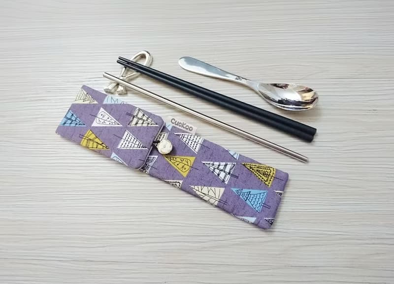 環保餐具收納袋 餐具套 雙層筷袋 樹