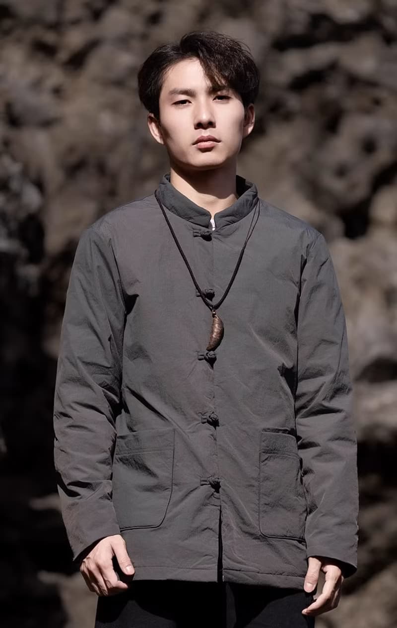 中式復古 極簡盤扣寬鬆羽絨服上衣