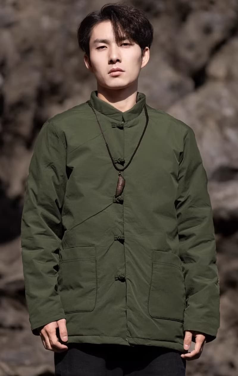 中式復古 極簡盤扣寬鬆羽絨服上衣