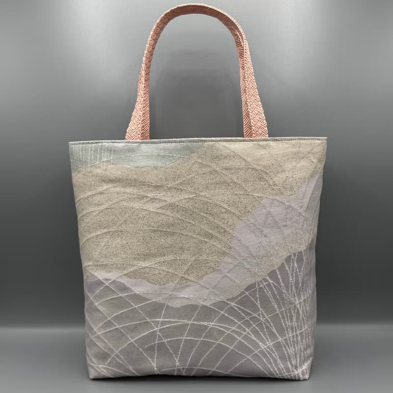 着物 帯 帯締め ハンドメイド トートバッグ リメイク シルバー 紫