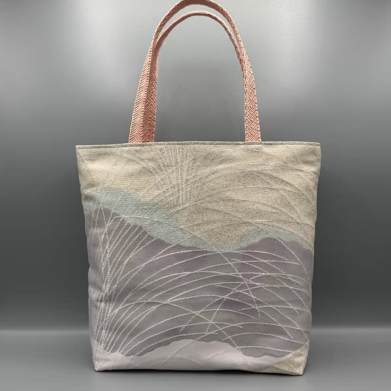 着物 帯 帯締め ハンドメイド トートバッグ リメイク シルバー 紫