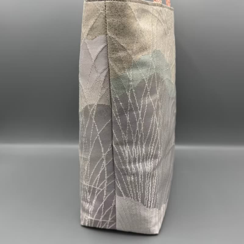 着物 帯 帯締め ハンドメイド トートバッグ リメイク シルバー 紫