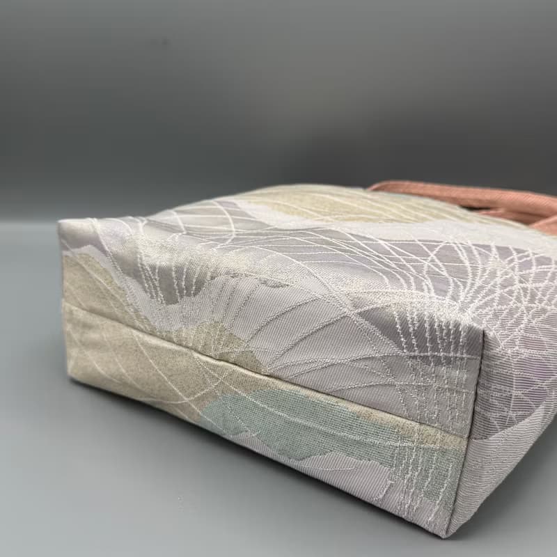 着物 帯 帯締め ハンドメイド トートバッグ リメイク シルバー 紫