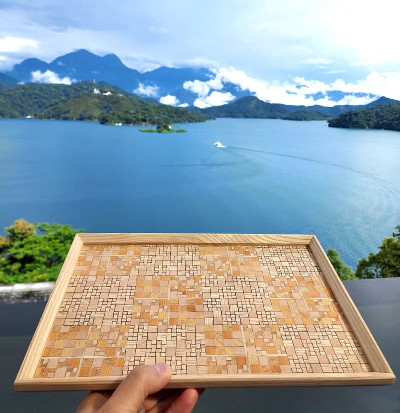 老磁磚記憶  馬賽克  大  茶盤/托盤/咖啡盤-米白色系