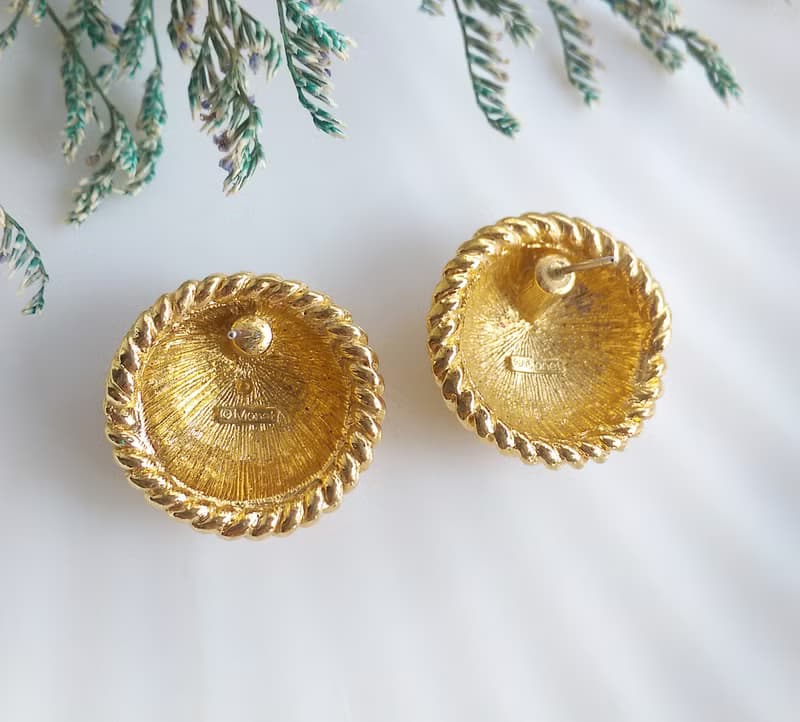 Vintage Jewelry 西洋古董飾品 MONET 金色調 螺旋圓 針式耳環