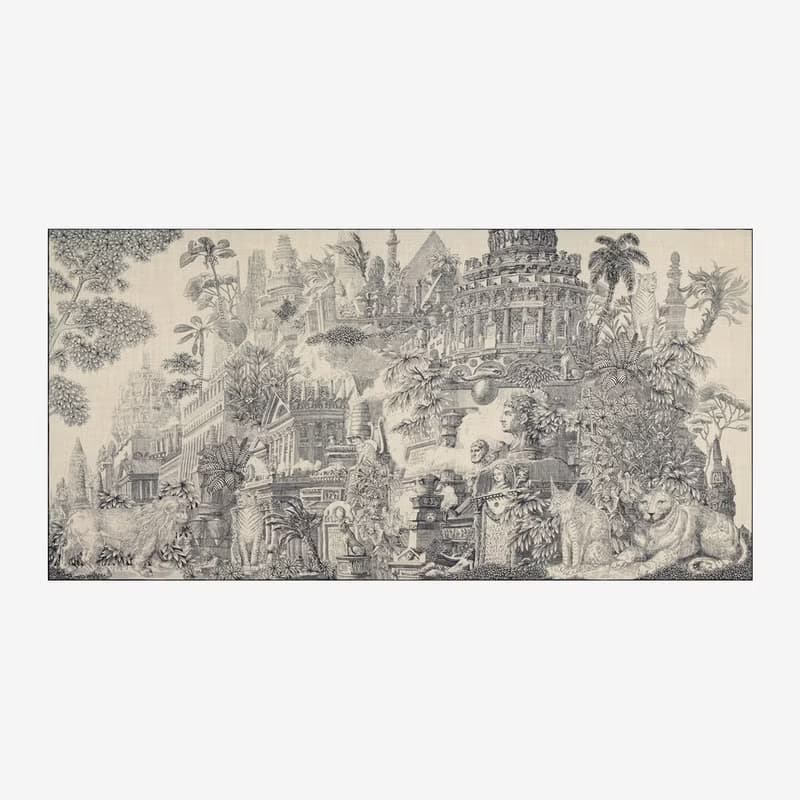 【INOUI EDITIONS】PIRANESI 羊毛真絲圍巾100 - 黑