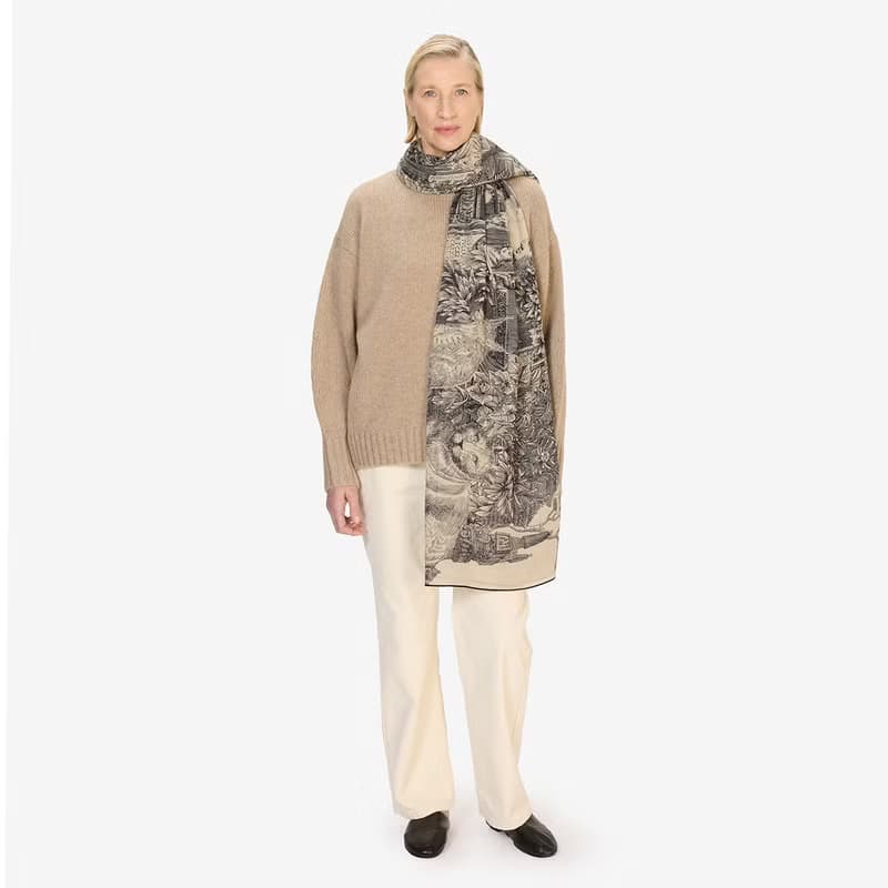 【INOUI EDITIONS】PIRANESI 羊毛真絲圍巾100 - 黑