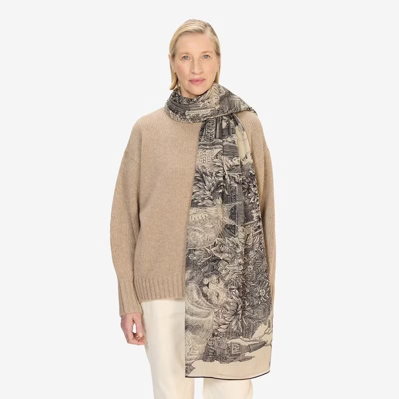 【INOUI EDITIONS】PIRANESI 羊毛真絲圍巾100 - 黑