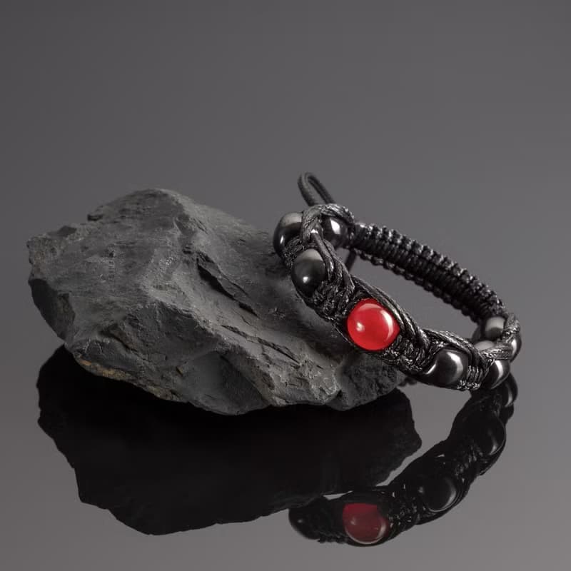 Bracelet of Shungite with Red Jade